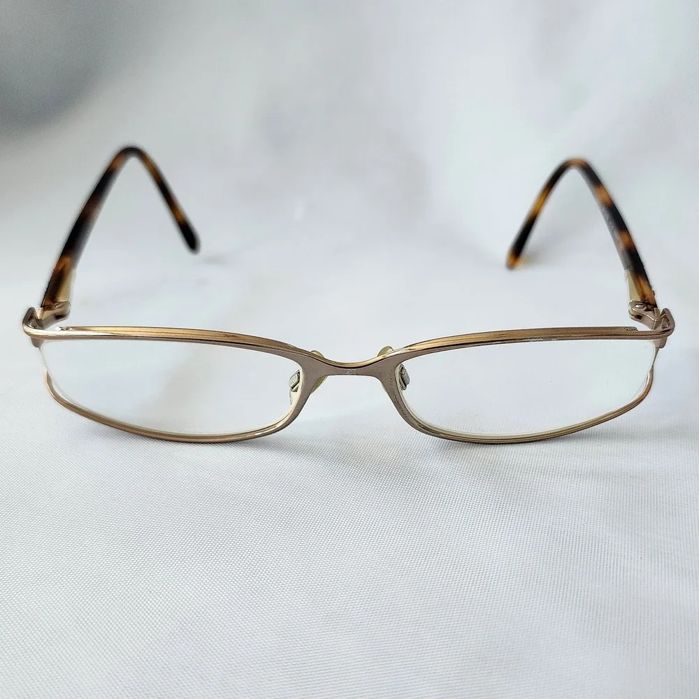 Donna‎ Karan DK 3536 Gold Tortoise Oval Semi Rimless Eyeglass Frames Italy 50-17